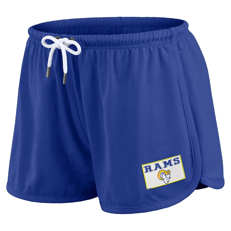 Ensemble de détente pour femme WEAR by Erin Andrews Royal Los Angeles Rams, composé d'un t-shirt à manches longues et short en jersey rugby épais