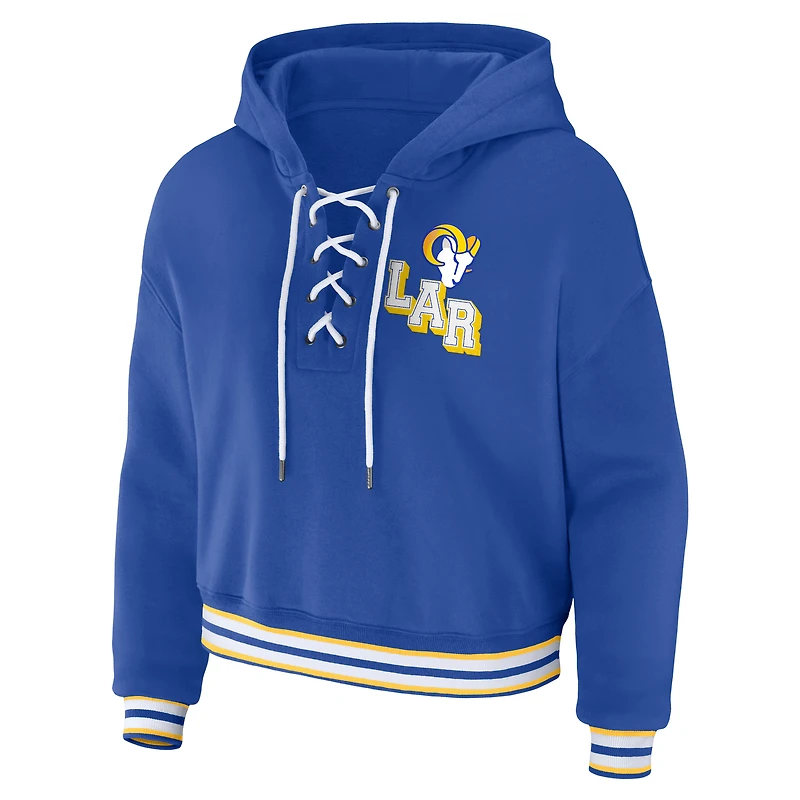 Sweat à capuche lacets Royal Los Angeles Rams pour femme WEAR by Erin Andrews