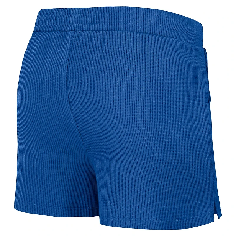 Ensemble de détente pour femme WEAR by Erin Andrews Royal Los Angeles Rams avec t-shirt à manches longues et short en tricot gaufré