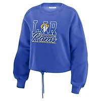 Ensemble de détente pour femme WEAR by Erin Andrews Royal Los Angeles Rams en polaire délavée avec t-shirt à manches longues et short