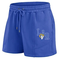Ensemble de détente pour femme WEAR by Erin Andrews Royal Los Angeles Rams en polaire délavée avec t-shirt à manches longues et short