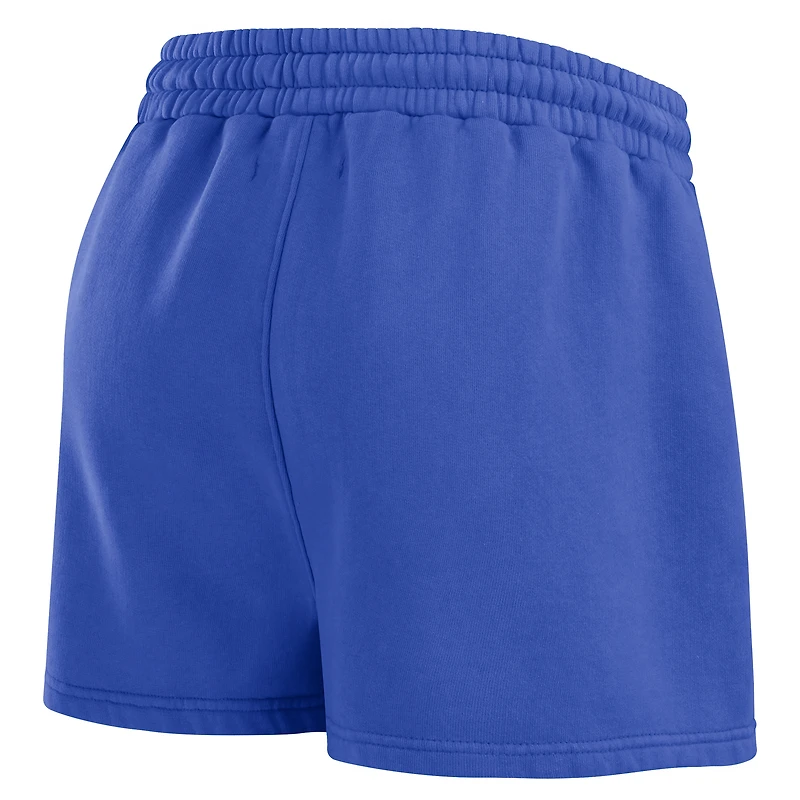 Ensemble de détente pour femme WEAR by Erin Andrews Royal Los Angeles Rams en polaire délavée avec t-shirt à manches longues et short