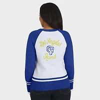 Women's WEAR by Erin Andrews White/Royal Los Angeles Rams Colorblock Raglan Sweater