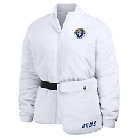 Women's WEAR by Erin Andrews  White Los Angeles Rams Packaway Full-Zip Puffer Jacket