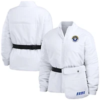 Women's WEAR by Erin Andrews  White Los Angeles Rams Packaway Full-Zip Puffer Jacket