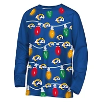 Youth Los Angeles Rams Two-Piece Garland Holiday Long Sleeve Pajama Set