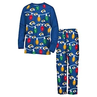 Youth Los Angeles Rams Two-Piece Garland Holiday Long Sleeve Pajama Set