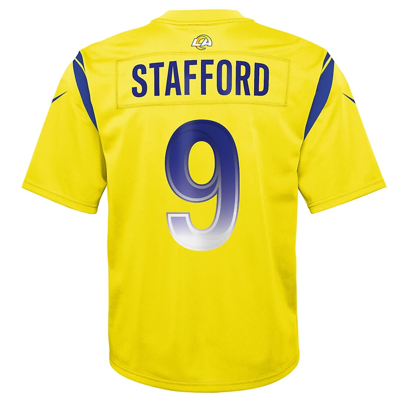 Maillot de jeu inversé Nike Matthew Stafford doré pour jeunes des Rams Los Angeles