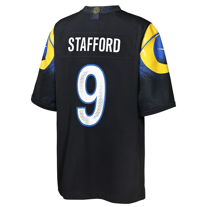 Maillot Nike Matthew Stafford bleu nuit pour jeune des Los Angeles Rams, collection Rivalries 2025