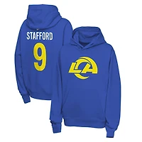 Sweat à capuche polaire Nike Matthew Stafford Royal Los Angeles Rams pour enfant, nom et numéro du club