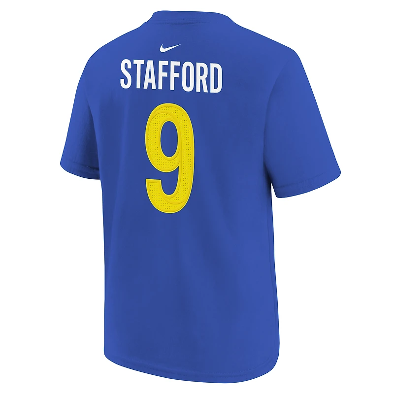 Youth Nike Matthew Stafford Royal Los Angeles Rams Player Name & Number T-Shirt