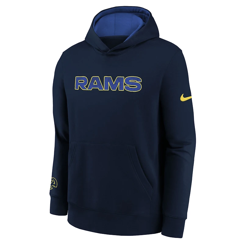 Sweat à capuche Nike bleu foncé pour jeune Los Angeles Rams 2025 Rivalries Collection Club