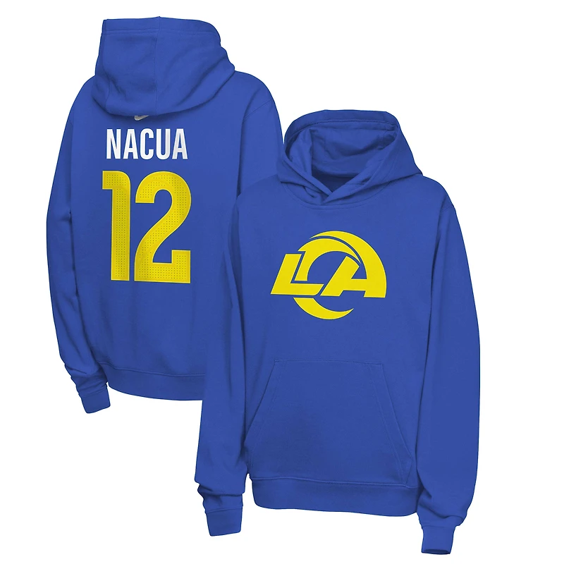 Youth Nike Puka Nacua Royal Los Angeles Rams Name & Number Club Fleece Hoodie