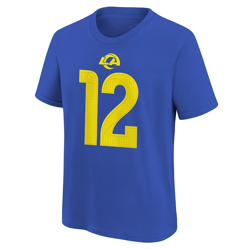 T-shirt Nike Puka Nacua Royal Los Angeles Rams pour enfant, nom et numéro