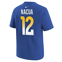 T-shirt Nike Puka Nacua Royal pour jeune joueur des Los Angeles Rams avec nom et numéro