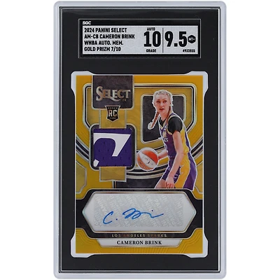 Cameron Brink Los Angeles Sparks Autographed 2024 Panini Select WNBA Gold Prizm Memorabilia Team Logo 2 Color Relic Autograph #AM-CB #7/10 SGC Authenticated 9.5/10 Rookie Card