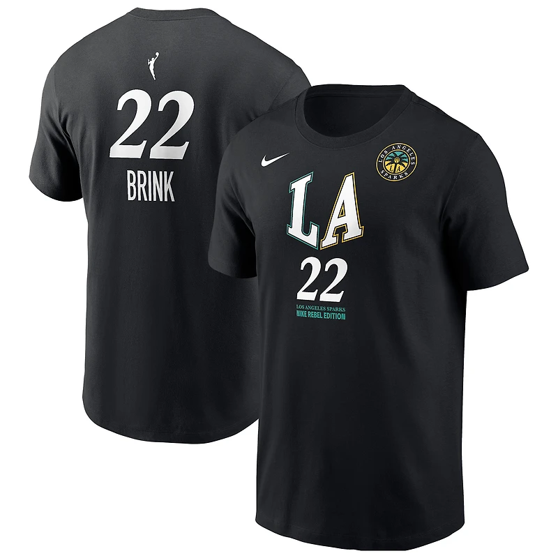 Men's Nike Cameron Brink Black Los Angeles Sparks Name & Number Rebel Edition T-Shirt
