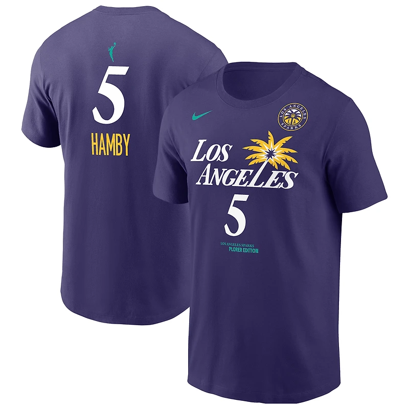 Men's Nike Dearica Hamby Purple Los Angeles Sparks Explorer Edition Name & Number T-Shirt