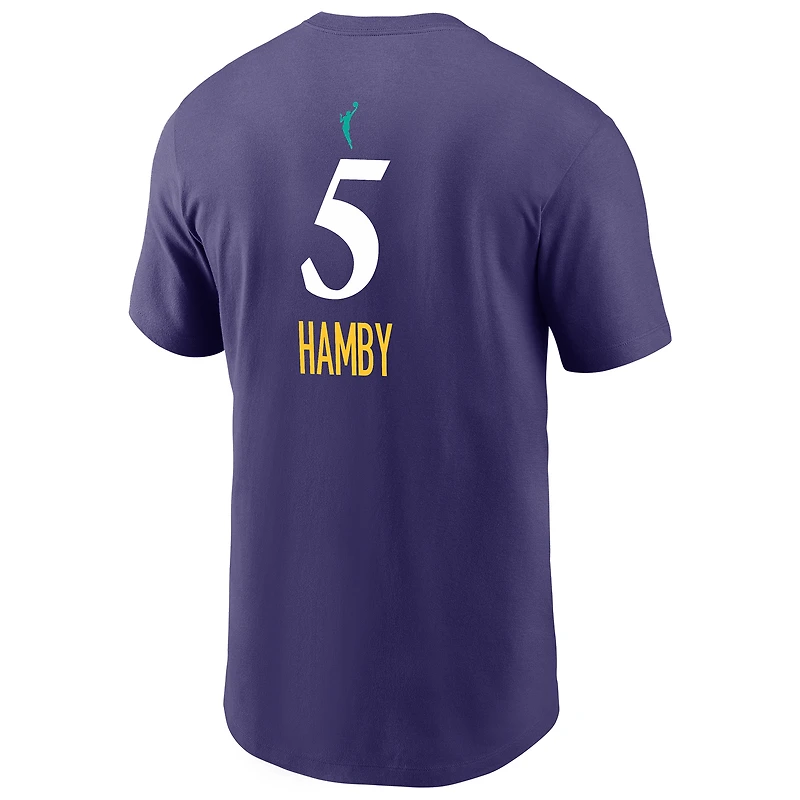 T-shirt Nike Dearica Hamby violet pour homme, édition Explorer, avec nom et numéro des Los Angeles Sparks