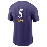 T-shirt Nike Dearica Hamby violet pour homme, édition Explorer, avec nom et numéro des Los Angeles Sparks