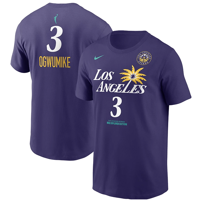 Men's Nike Nneka Ogwumike Purple Los Angeles Sparks Explorer Edition Name & Number T-Shirt