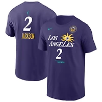T-shirt Nike Rickea Jackson violet pour homme, édition Explorer, avec nom et numéro des Los Angeles Sparks