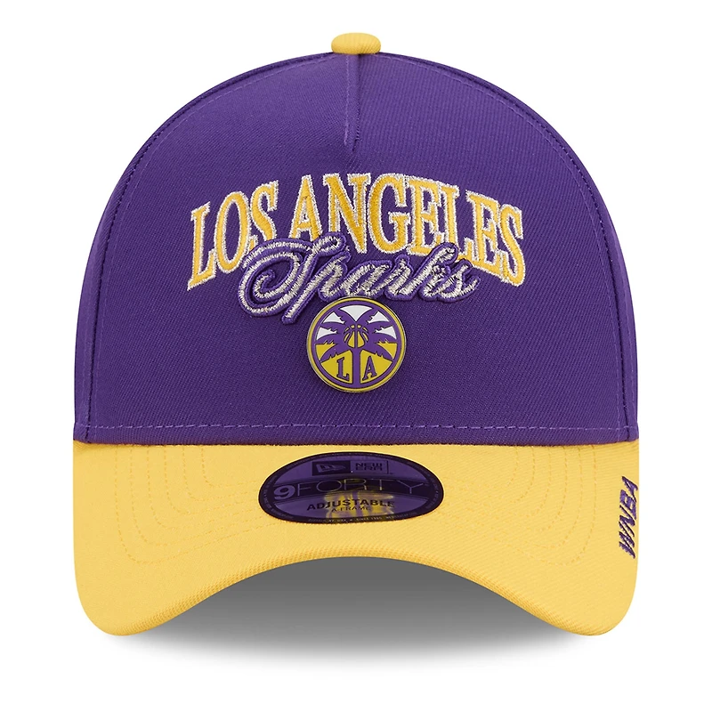 Unisex New Era Purple/Gold Los Angeles Sparks WNBA Tip-Off 2026 Metal Badge A-Frame 9FORTY Adjustable Hat
