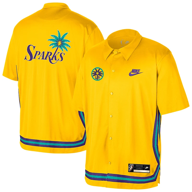 Chemise unisexe Nike Gold Los Angeles Sparks Court Origins Throwback légère à boutons