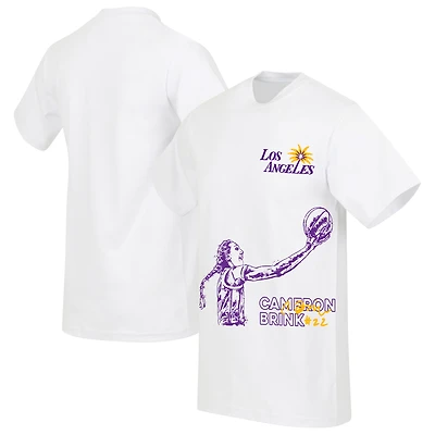Unisex round21 Cameron Brink White Los Angeles Sparks 2024 WNBA Draft Player T-Shirt