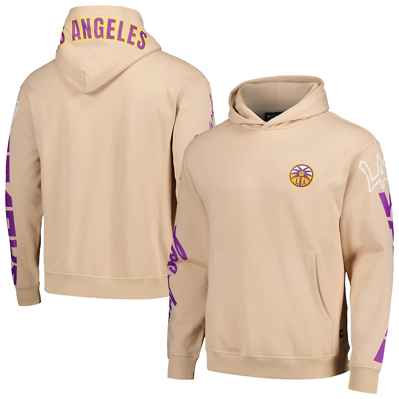 Sweat à capuche unisexe The Wild Collective crème Los Angeles Sparks Graffiti délavé l'acide