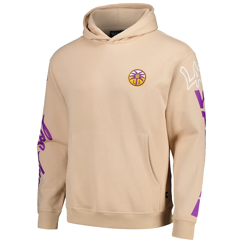 Sweat à capuche unisexe The Wild Collective crème Los Angeles Sparks Graffiti délavé l'acide