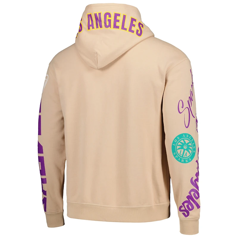 Sweat à capuche unisexe The Wild Collective crème Los Angeles Sparks Graffiti délavé l'acide