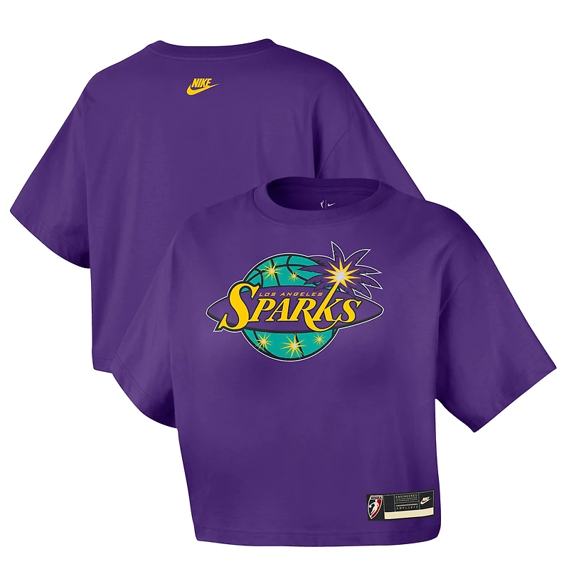 Women's Nike  Purple Los Angeles Sparks Hardwood Classics Court Origins Throwback Cropped T-Shirt