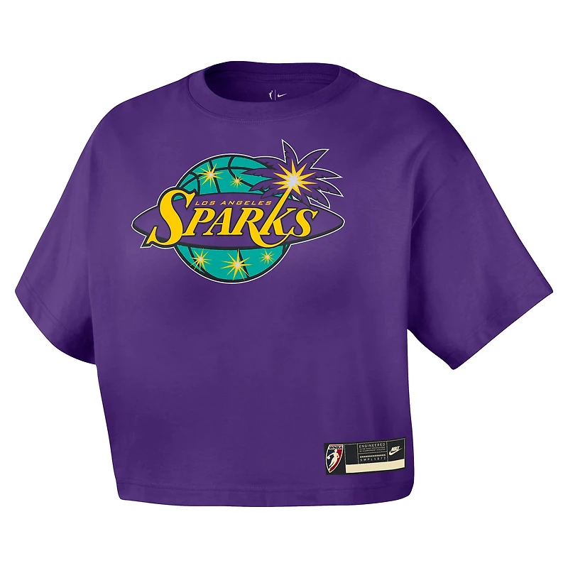 Women's Nike  Purple Los Angeles Sparks Hardwood Classics Court Origins Throwback Cropped T-Shirt