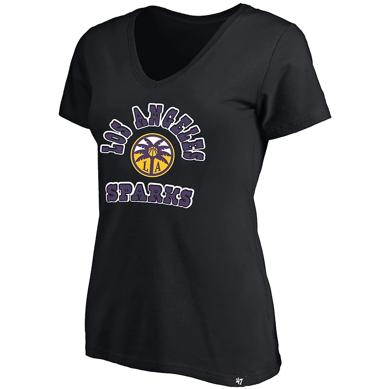 T-shirt col V noir grande taille avec logo Los Angeles Sparks pour femme Profile x 47
