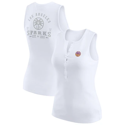 Débardeur Henley côtelé blanc Los Angeles Sparks pour femme WEAR by Erin Andrews