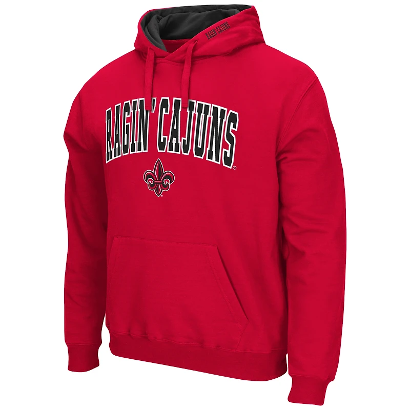 Men's Colosseum Cardinal Louisiana Ragin' Cajuns Arch and Logo Pullover Hoodie
