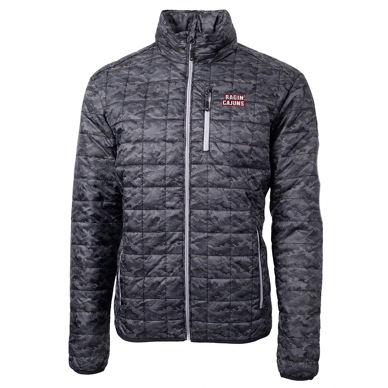 Men's Cutter & Buck  Black Louisiana Ragin' Cajuns Rainier Primaloft Eco Full-Zip Hooded Jacket