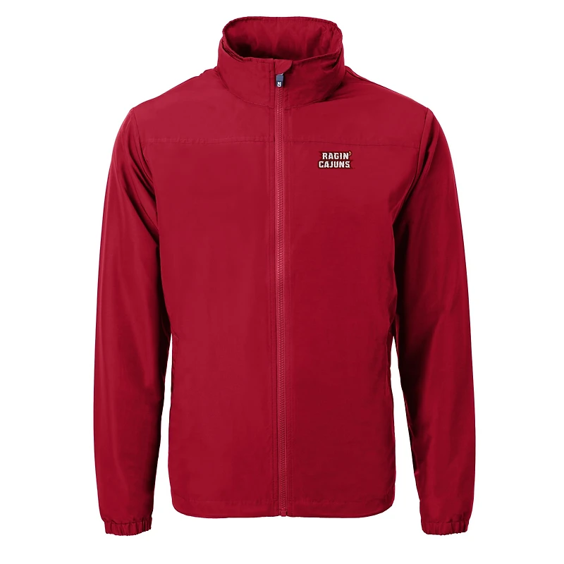 Veste zippée intégrale en tissu recyclé pour homme Cutter & Buck Cardinal Louisiana Ragin' Cajuns Charter