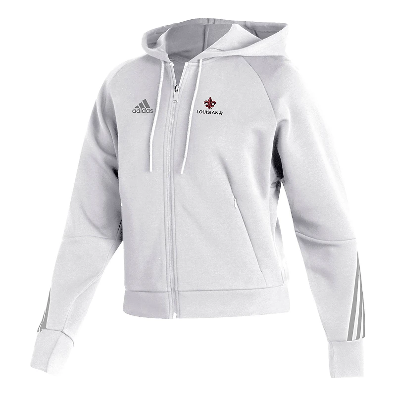 Women's adidas White Louisiana Ragin' Cajuns Sideline Fashion Full-Zip Hoodie
