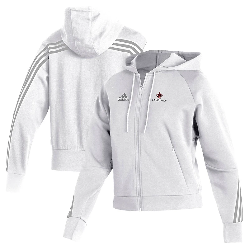 Women's adidas White Louisiana Ragin' Cajuns Sideline Fashion Full-Zip Hoodie