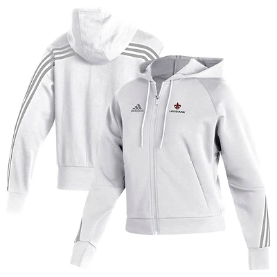Women's adidas White Louisiana Ragin' Cajuns Sideline Fashion Full-Zip Hoodie