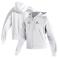 Women's adidas White Louisiana Ragin' Cajuns Sideline Fashion Full-Zip Hoodie