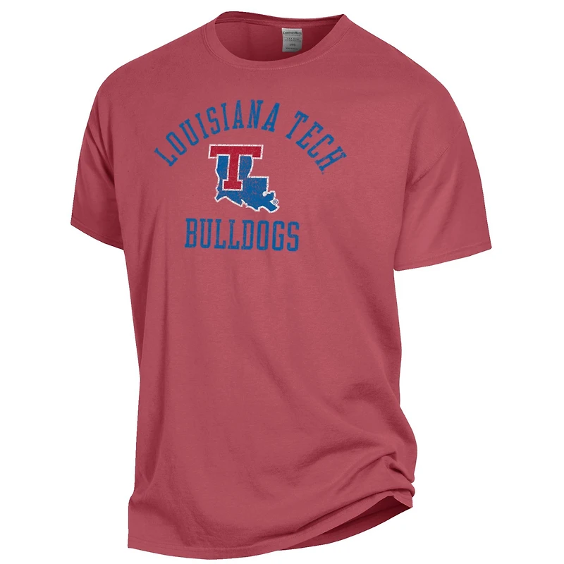 Men's ComfortWash Red Louisiana Tech Bulldogs Arch Logo Garment Dyed T-Shirt