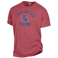 Men's ComfortWash Red Louisiana Tech Bulldogs Arch Logo Garment Dyed T-Shirt