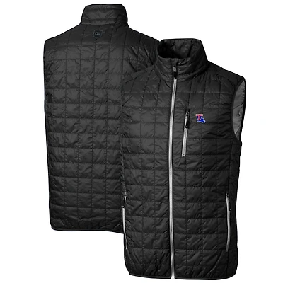 Gilet matelassé entièrement zippé Rainier PrimaLoft Eco pour homme, coupeur et buck, coloris noir, Louisiana Tech Bulldogs, grandes tailles