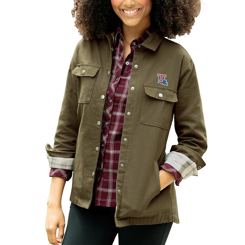 Veste-chemise Boulder à boutons-pression pour femme, verte, des Bulldogs de Louisiana Tech