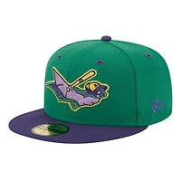 Casquette ajustée 59FIFTY verte New Era pour homme, thème Louisville Bats