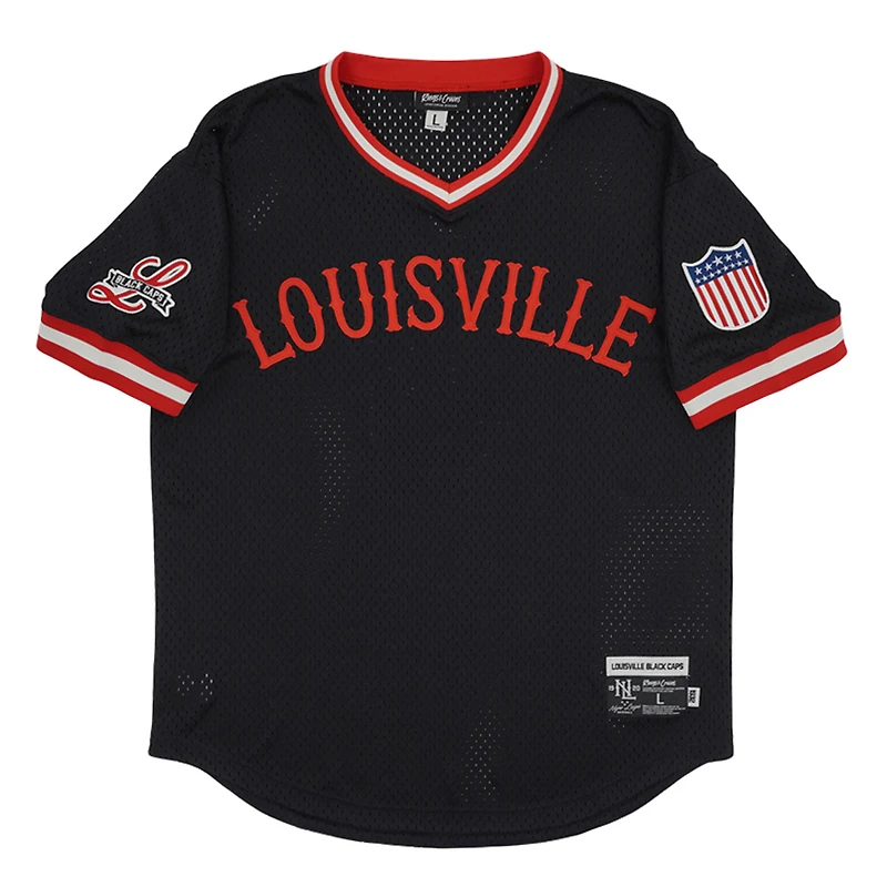 Men's Rings & Crwns #3 Black Louisville Caps Mesh Replica V-Neck Jersey