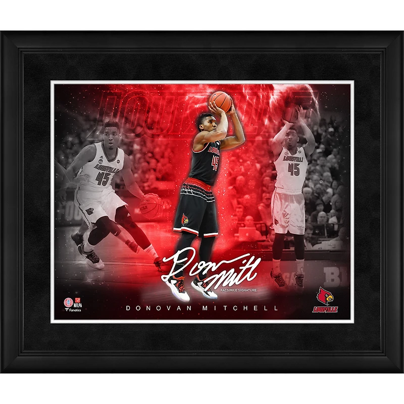 Donovan Mitchell Louisville Cardinals Fac-similé Signature Encadré 16" x 20" Collage des étoiles du jeu